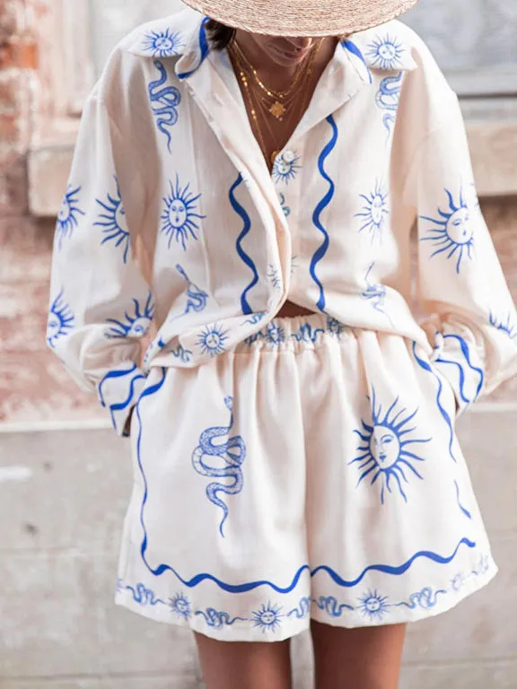 Casual Summer Print Pocket Shorts