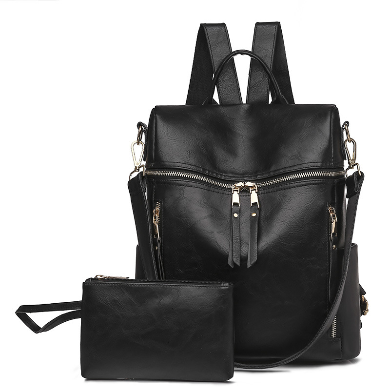 Two Pieces Backpack Purses Shoulder Bag PU Leather Travel bag