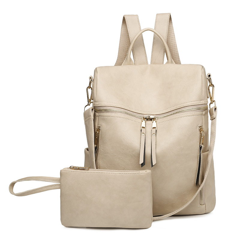 Two Pieces Backpack Purses Shoulder Bag PU Leather Travel bag