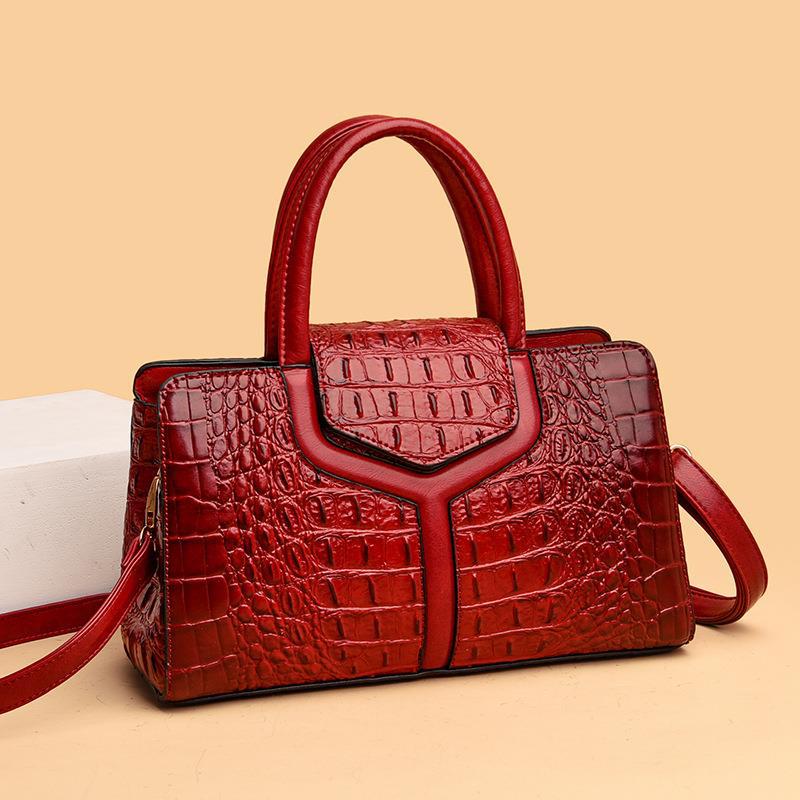New Retro High Quality Crocodile-Print Ladies Handheld One-Shoulder Tote