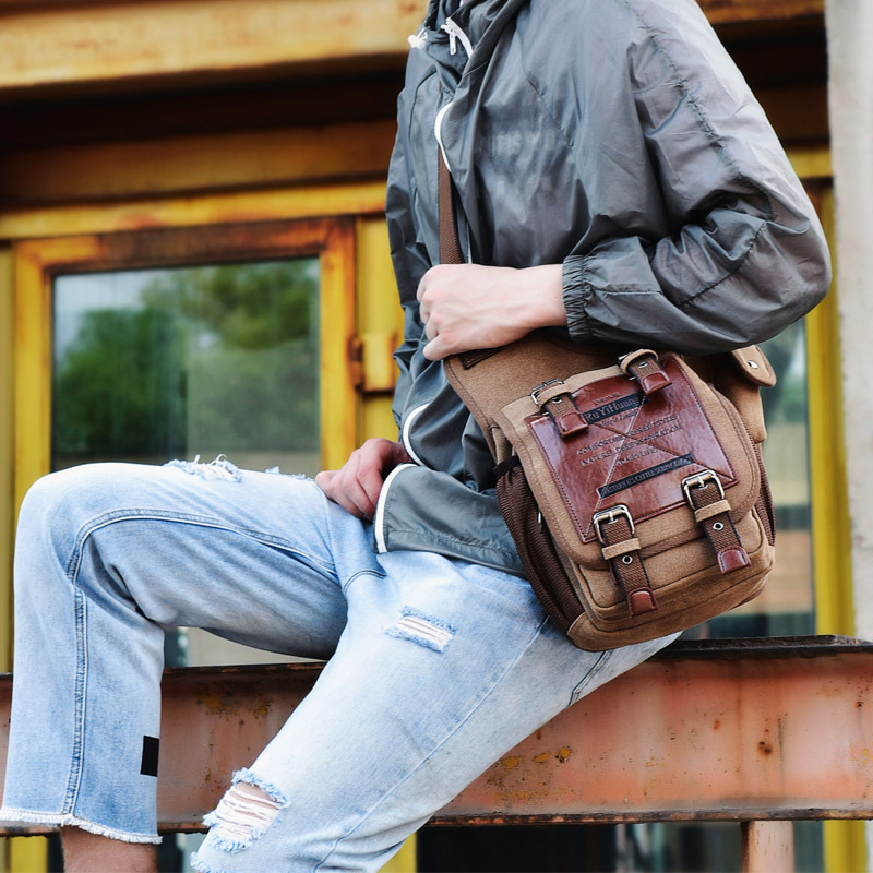 Retro Men's Bag Tooling Bag Shoulder Messenger Bag Travel Multi-compartment Messenger Bag