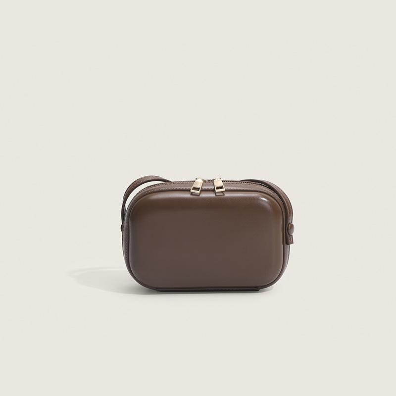 Minimal Leather Small Square Bag Joker Chain Hard Box Mobile Phone Bag Men And Women Mini Shoulder Messenger Bag