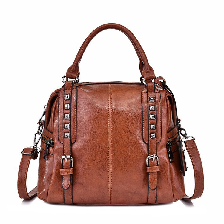 Retro Oil Wax Large Capacity Shoulder Bag