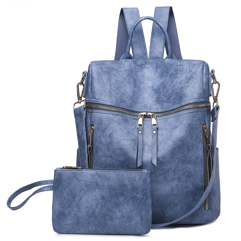 Two Pieces Backpack Purses Shoulder Bag PU Leather Travel bag