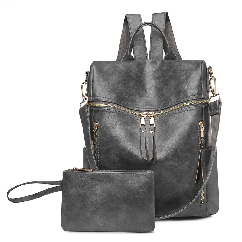 Two Pieces Backpack Purses Shoulder Bag PU Leather Travel bag