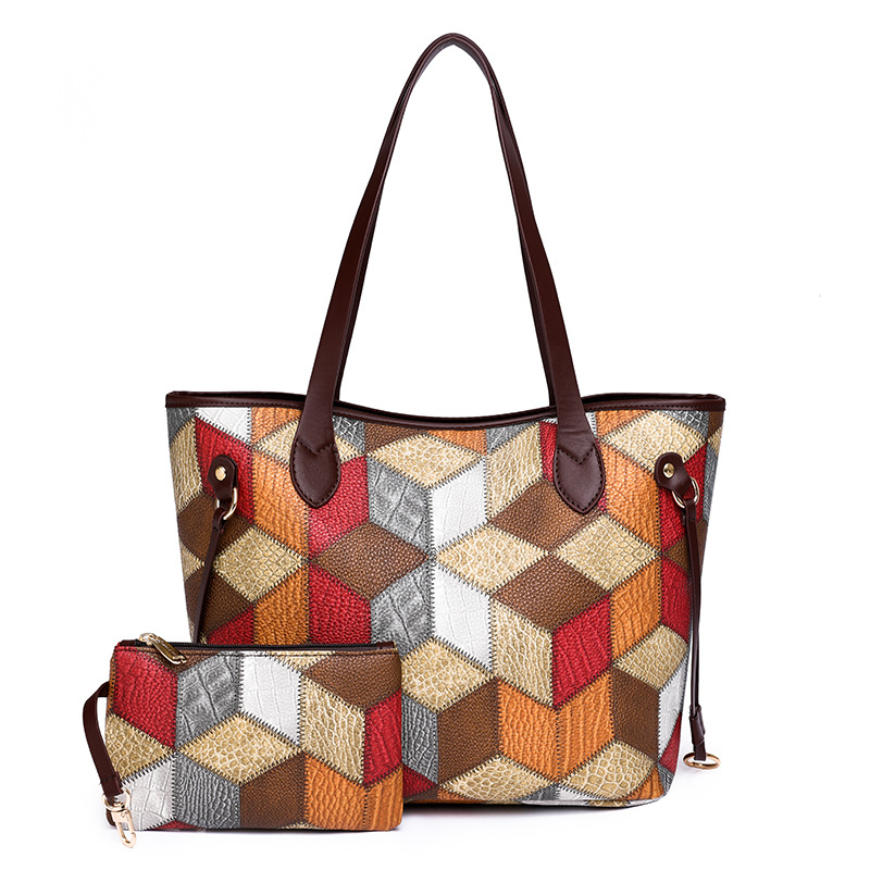 New Fashion Stitching Large Capacity Ladies Shoulder Tote Bag