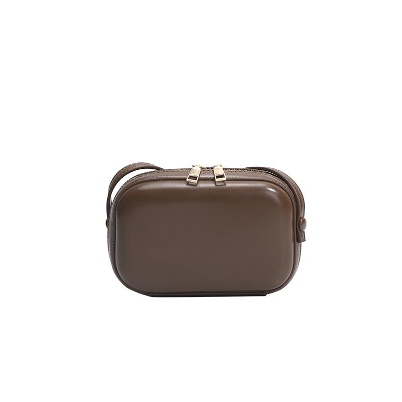 Minimal Leather Small Square Bag Joker Chain Hard Box Mobile Phone Bag Men And Women Mini Shoulder Messenger Bag