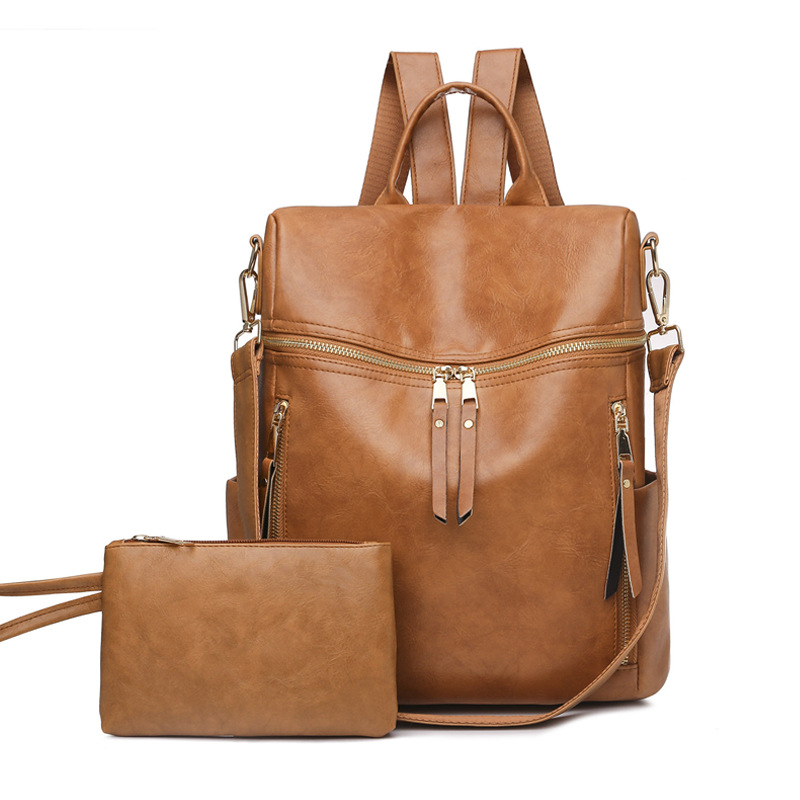 Two Pieces Backpack Purses Shoulder Bag PU Leather Travel bag